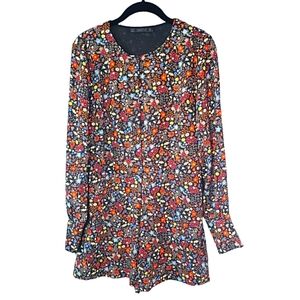 Zara Trafaluc Floral Patterned Long Sleeved  Romper Size Large